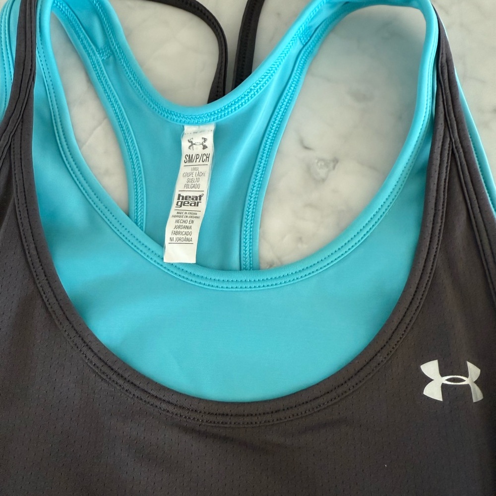 Under Armour Blue and Black Sports Bra Moisture-Wicking Racerback